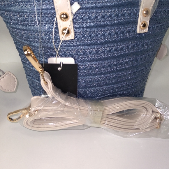 Denim Blue Size 8 Tie Up Espadrille Wedges & Mini Denim Tote Bag Bundle - Picture 9 of 9